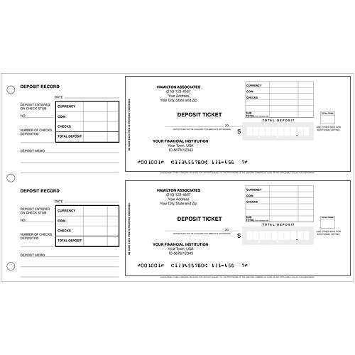 2 to a Page Deposit Slips (Deposit Tickets)