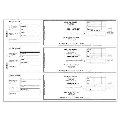 3 to a Page Business Deposit Slips (Deposit Tickets)
