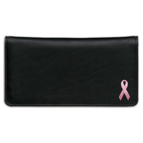 Pink Ribbon Black Leather Cover