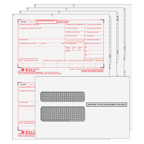 BUNDLE - W-2 Laser 4 Part Set w/envelopes (Quicken & Quickbooks Compatible)