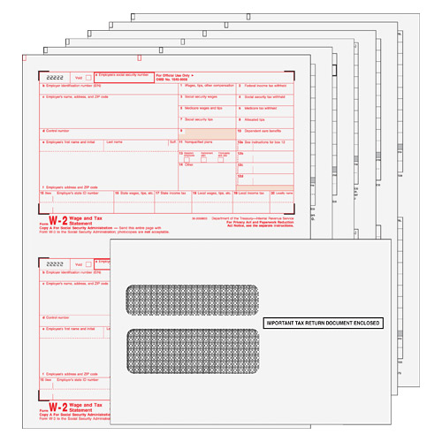 BUNDLE - W-2 Laser 6 Part Set w/envelopes (Quicken & Quickbooks Compatible)